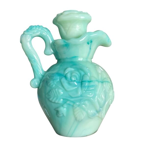 Vintage Avon Pitcher & Basin w/ Stopper Set Decanter Jadeite Empty Bath Bottle - Picture 4 of 10